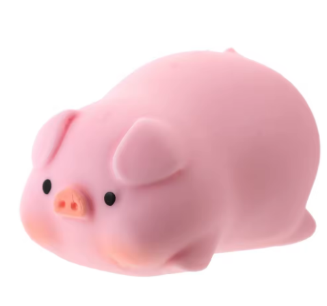 Pink pig squishy on a white background